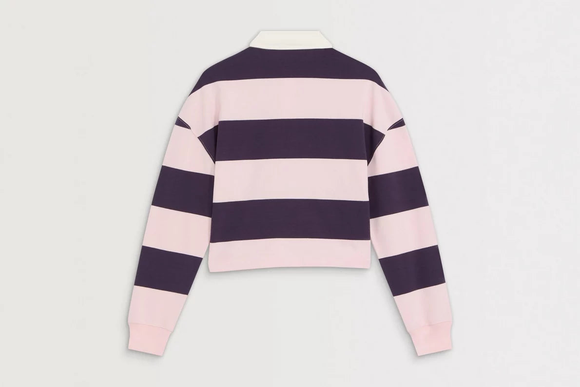 Arsenal Womens Essentials Pink Striped Long Sleeved Rugby Polo Shirt